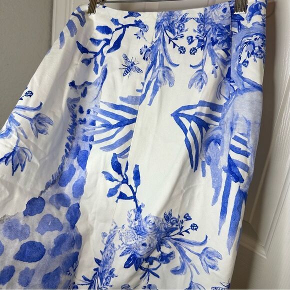 BNWT Tuckernuck X LouLou Baker White Blue Painted Safari Willa Midi Skirt Sz S - Picture 6 of 14